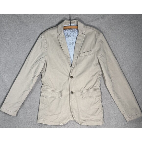 American Eagle Unstructured Blazer Men’s Size S Khaki Preppy Cotton Academia - Picture 1 of 16